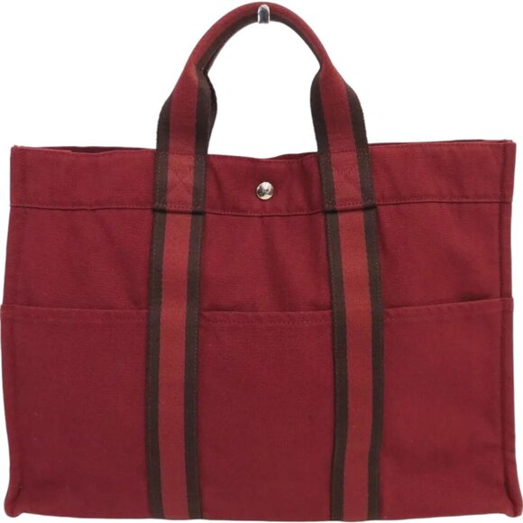 181232BR (L3) Hermes Tote Bag Tout MM Red Canvas - Picture 1 of 11